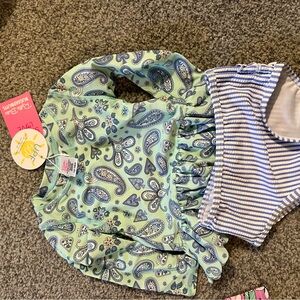 Ruffle Butts Blue and White Paisley Set